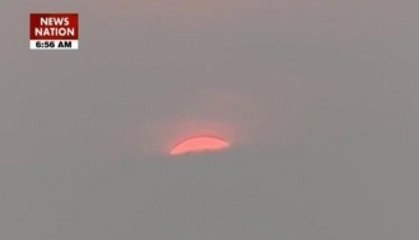 Solar eclipse begins