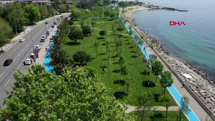 İSTANBUL-CADDEBOSTAN SAHİL'DE SOSYAL MESAFE UYARILARININ ARDINDAN GENÇLER EVLERİNE DAĞILDI