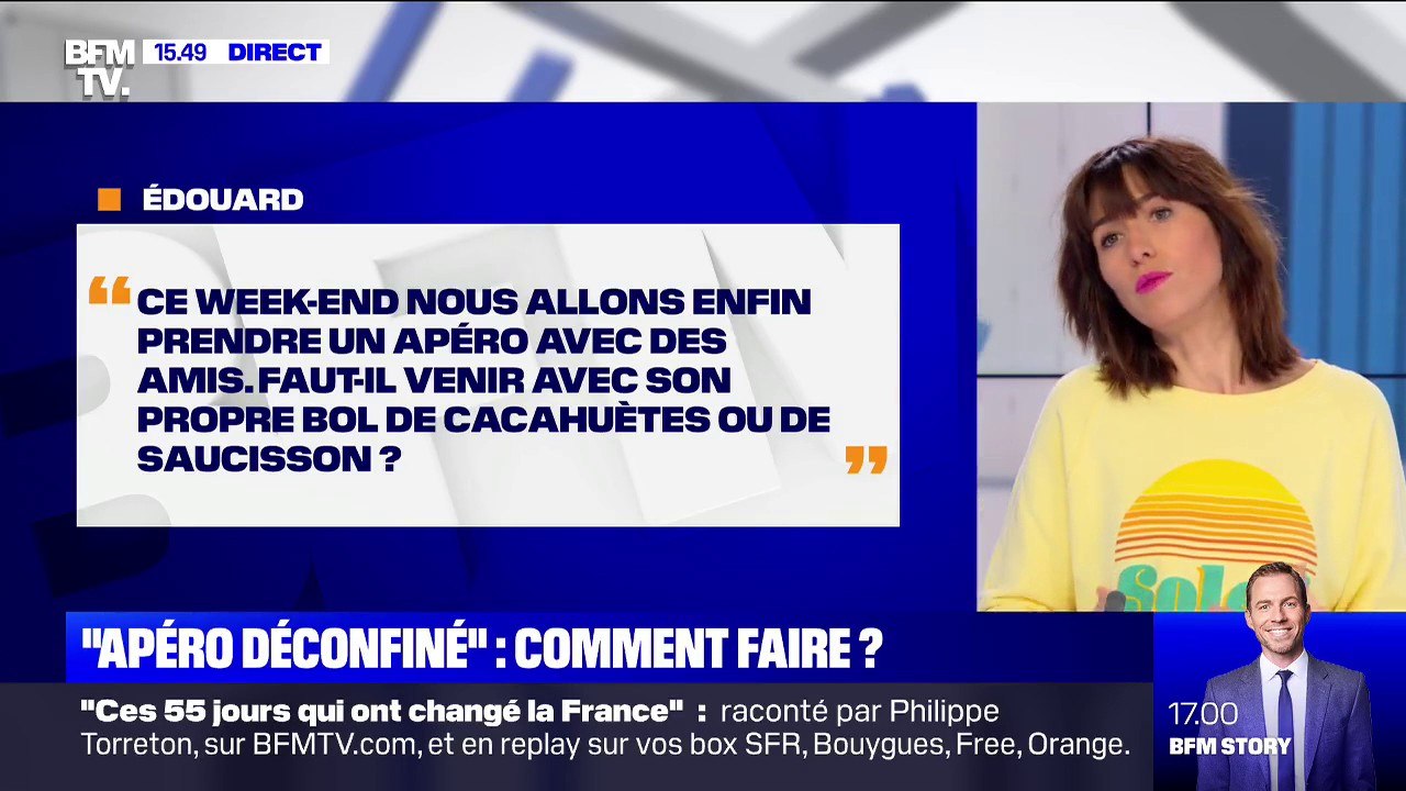 Faut-il apporter son propre bol de cacahouète et de saucisson pour les premiers apéros déconfinés? BFMTV répond à vos questions
