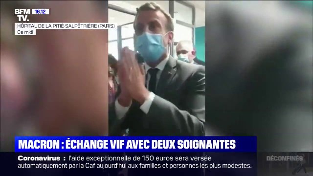 L'échange tendu entre Emmanuel Macron et deux soignantes