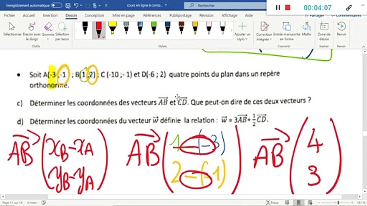 Seconde-Coordonnées de vecteurs Partie 4 sur 5