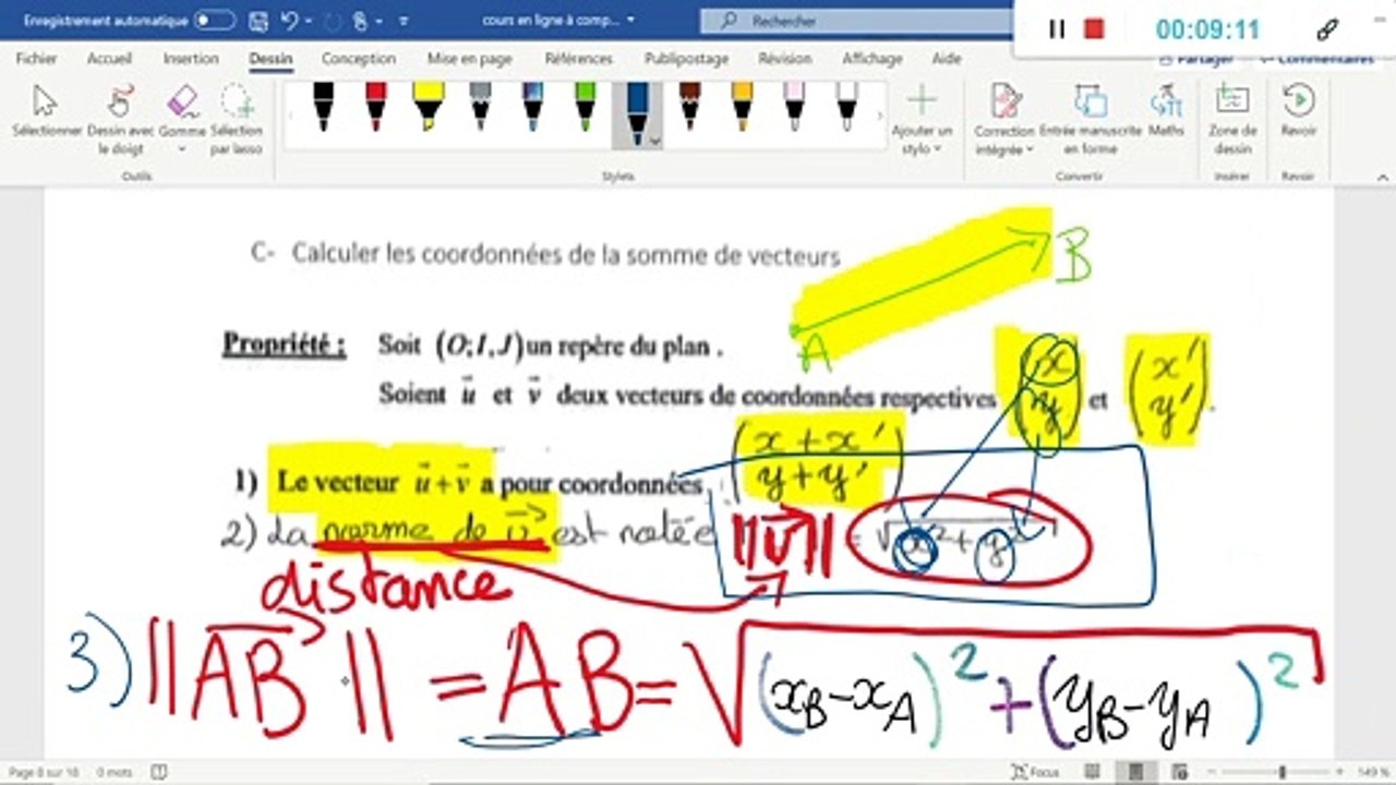 Seconde- Coordonnées de vecteurs - Partie 2 sur 5