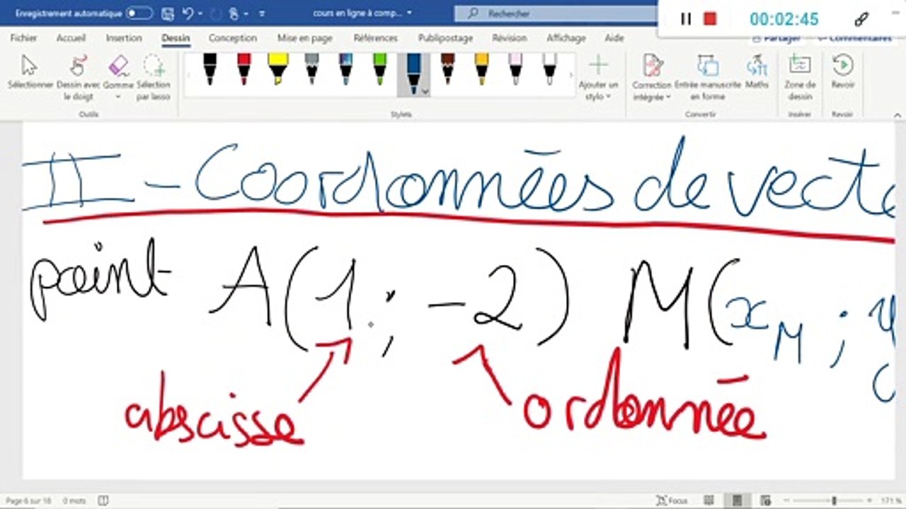 Seconde-Coordonnées de vecteurs - Partie 1
