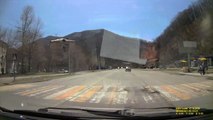 Truck Loses Control in Close Call