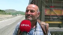 Tokat-Sivas Karayolunda sıcaktan asfalt eridi