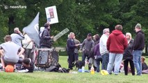 Dozens of anti-lockdown protesters gather in Nottingham park