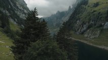 drone footage of the most beautiful lake