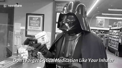 California man on the 'Dark Side' shows the Lighter side of Coronavirus protection dressed as 'Darth Vader'