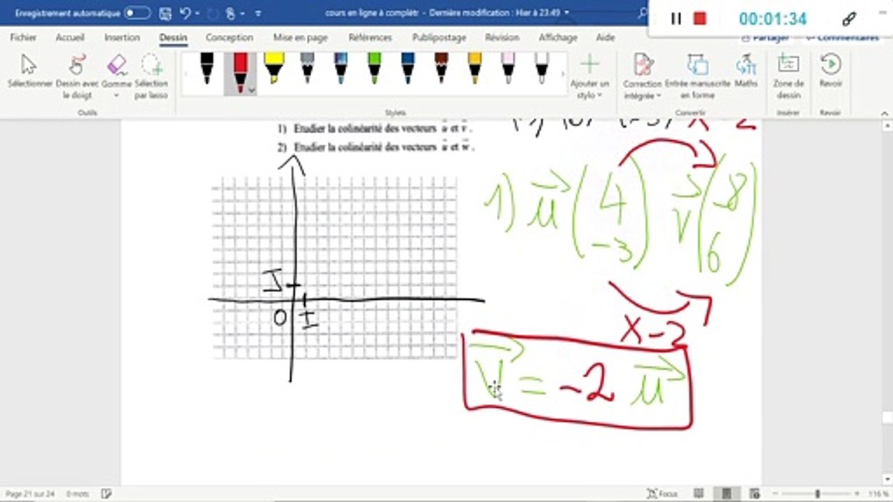 Seconde- Vecteurs colinéaires - Partie 3 sur 6