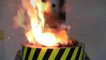 EXPERIMENT Glowing 1000 degree HYDRAULIC PRESS 100 TON vs BOMB