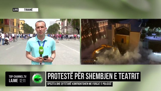 Shembet Teatri Kombëtar/ Shoqërohen artistë dhe deputetë të opozitës. Konfrontime me policinë
