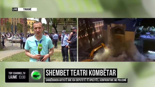 Shembet Teatri Kombëtar/ Shoqërohen artistë dhe ish-deputetë të opozitës, konfrontohen me policinë
