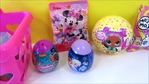 Minnie Mouse Bowtique cash register shopping for toy surprises LOL, Frozen, Roblox and more