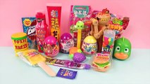 Mixing crazy candy, opening toy candy dispensers Pikmi Pops, Barbie, MLP surprise eggs, slime candy