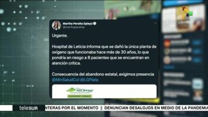Colombia: en hospital de Leticia se dañó la única planta de oxígeno