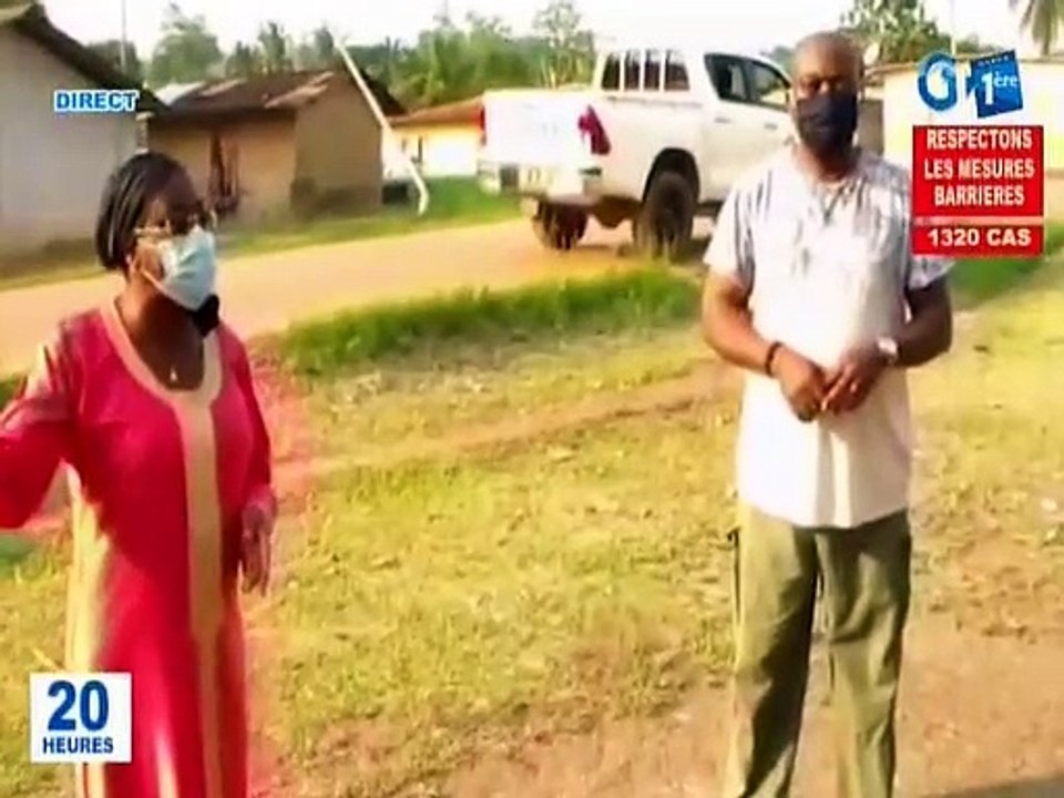 RTG / Covid 19 - Nyanga - Descente de terrain du gouverneur Christiane Leckat dans le but de veiller aux respects des mesures barrières et sensibiliser la population de Tchinbanga