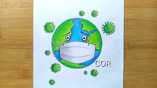 Drawing of Coronavirus - Save Earth from Corona Virus -Awareness Safety
