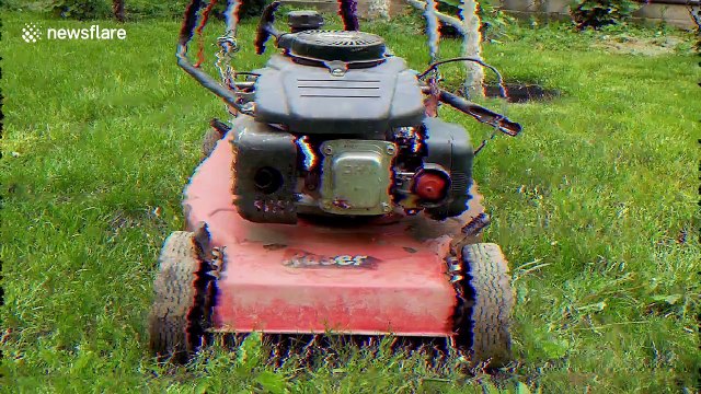 Old rusty lawnmower is restored to former glory in satisfying footage