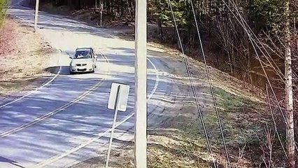 Subaru Spins Out on Mountain Road
