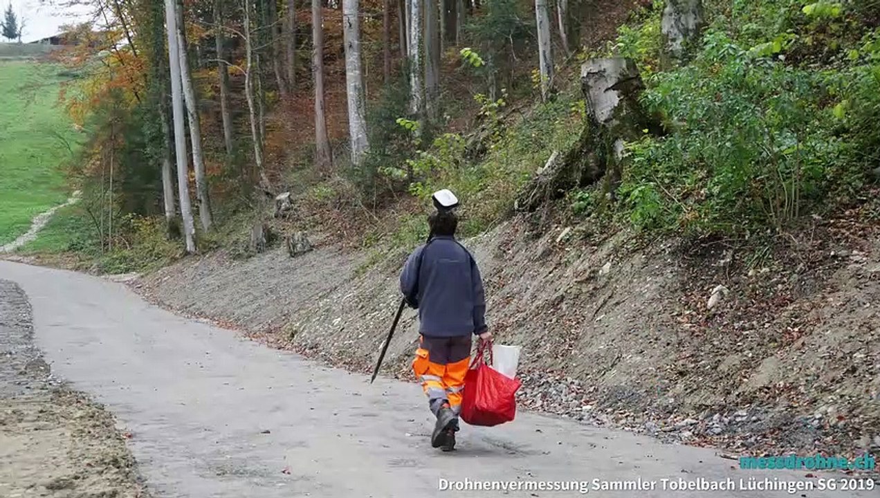 Drohnenvermessung für Berechnung Kubaturen Geschiebesammler Tobelbach in Lüchingen SG