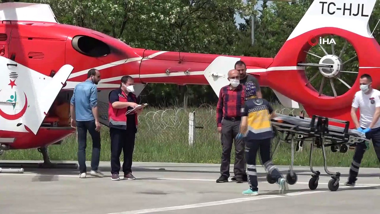 Kalp krizi geçiren şahıs ambulans helikopterle hastaneye yetiştirildi