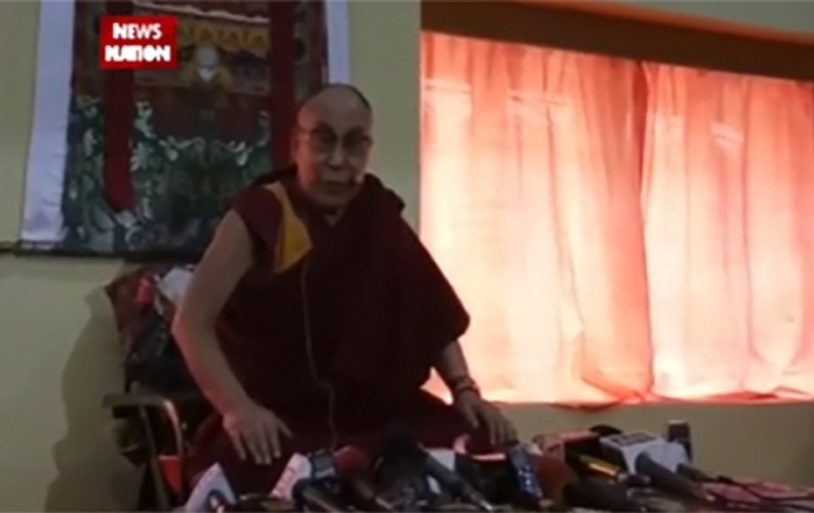 Dalai lama while addressing the media