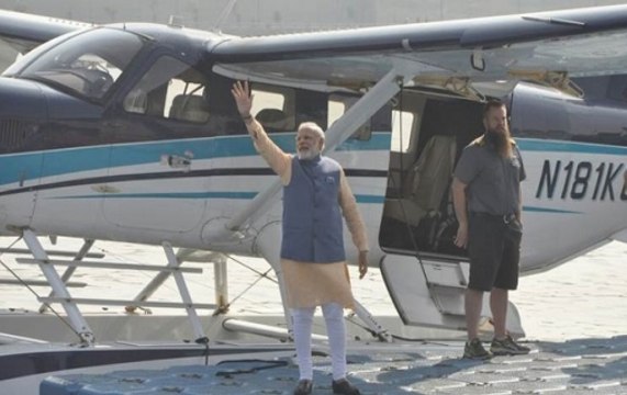 Gujarat: PM Narendra Modi takes seaplane from Sabarmati, offers prayers at Ambaji Temple