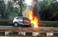 Speed News: Car catches fire at Greater Noida's Surajpur, driver admitted to hospital