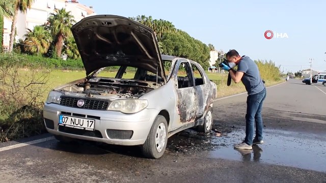 Eşiyle tartışıp indiği araçta yanar halde düşürdüğü sigara aracını kül etti