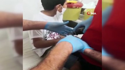 Parmağında civata sıkışan çocuğun yardımına itfaiye koştu