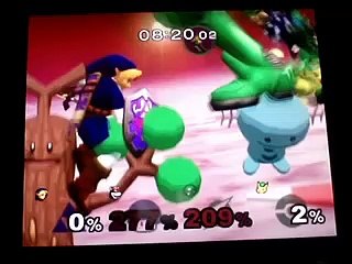 SSBM - Giant Growing Link & Giant Bowser vs. Giant Samus & Giant Pikachu