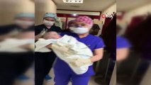 5 aylık bebek Korona virüsü yendi... Bebek, alkışlarla annesine teslim edildi