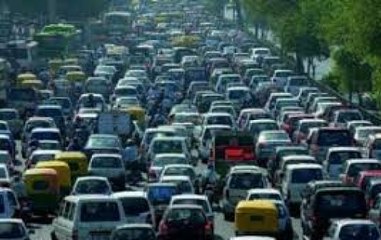 Traffic jam on Mathura Road