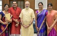 Bharat Ratna MS Subbulakshmi’s great-grand-daughters meet PM Narendra Modi
