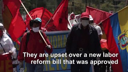 Ecuador unions march against new labor law