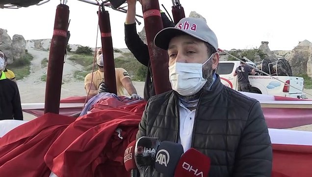 Yerli ve milli sıcak hava balonu Kapadokya'da Türk bayrağı ve Atatürk posteriyle uçtu - NEVŞEHİR