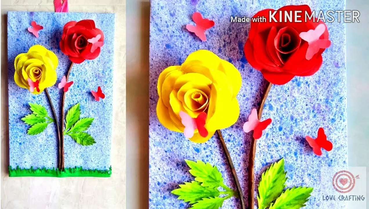 3D WALL HANGING | PAPER ROSE WALL DECOR | 3D WALL DECOR IDEAS