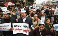Aam Aadmi Party holds protests against ongoing sealing drive in Delhi markets