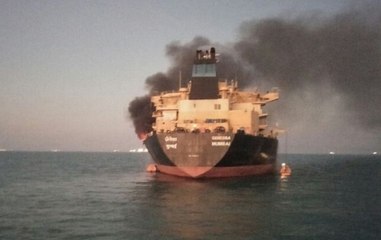 Download Video: Merchant navy oil tanker catches fire in Gujarat, no casualties reported