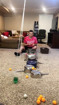 17 Pot, Ping-Pong Ball and Swinging Cup Trick Shot