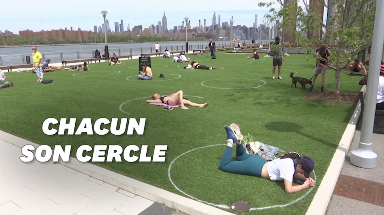 À New York, des cercles tracés dans ce parc pour maintenir la distance sociale