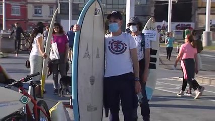 Manifestación de surfistas en A Coruña