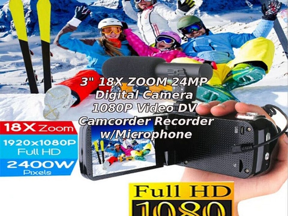 3" 18X ZOOM 24MP Digital Camera 1080P Video DV Camcorder Recorder w/Microphone