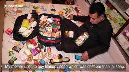 Indian man showcases his 42-year-old collection of soaps from more than 110 countries