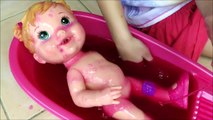 Baby doll slime bath baby alive boo boo pink Slime Baff goo bathing playing