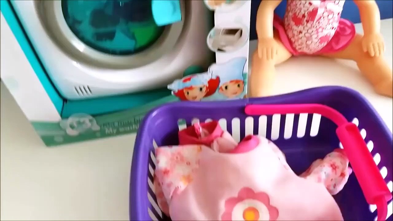 Baby doll washing machine toy washing clothes changing baby emmi video Dailymotion