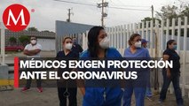 Protestan trabajadores de Hospital de Pemex en Veracruz