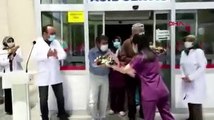 Son koronavirüs hastalarının taburcu edildiği hastanede kutlama