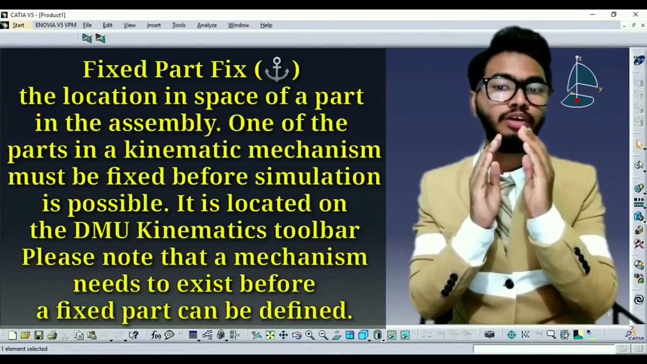 Catia V5 DMU Kinematics Prismatic Joint with Mechanical Analysis and Clash Interference