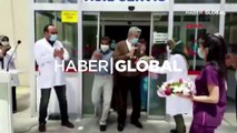 Son koronavirüs hastalarının taburcu edildiği hastanede kutlama